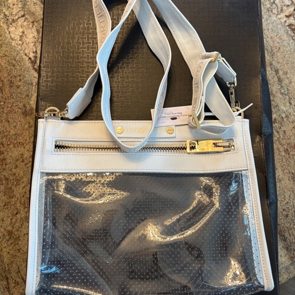 Fenix Sportier Front Row Bag - White Leather / Clear PVC / Gold Hardware - Picture 11 of 11